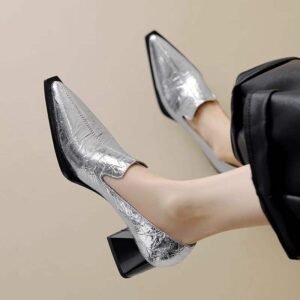 Chic Black Patent Leather Pointed-Toe Loafers for Women